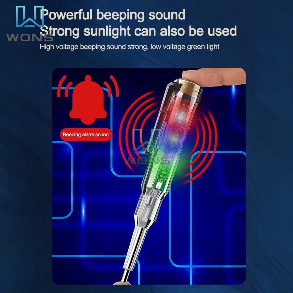 Three-lamp Voltage Tester Pen Built-in Buzzer Non-contact Induction Test Pencil Voltmeter Power Detector Screwdriver Indicator