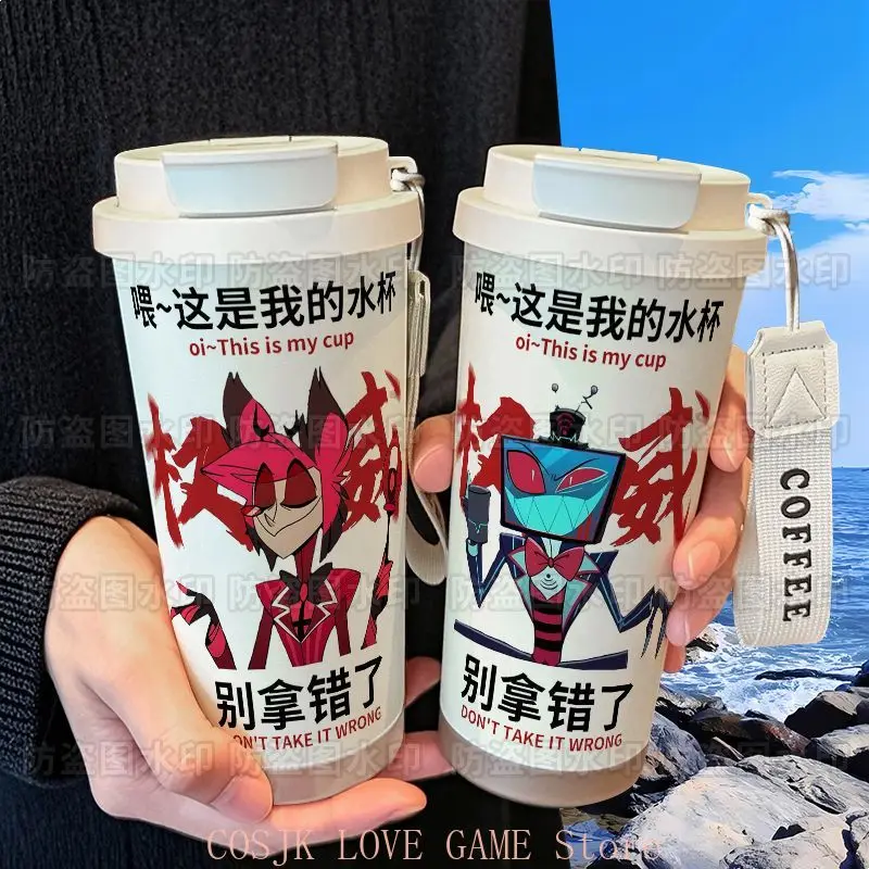 Alastor Vox Attribute Thermoskanne aus Edelstahl 316, Wasserflasche, Wasserbecher, Anime-Strohwasserbecher, große Kapazität, Kaffeetasse, Geschenk