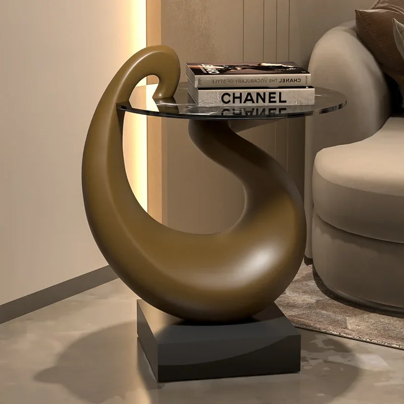 Artistic Daytime Goose Edge Geometric Creativity Light Luxury High End Feeling Cream Sofa Corner Table Side End Nightstand