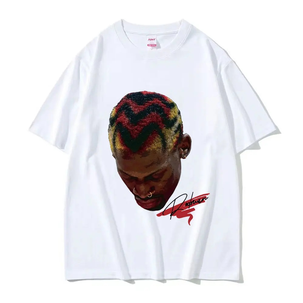 حار كرة السلة بنين دودة دينيس رودمان تي شيرتات ورق الرسم البياني الرجال الهيب هوب موضة الشرير الشارع الشهير الذكور القطن المتضخم تي شيرت #2