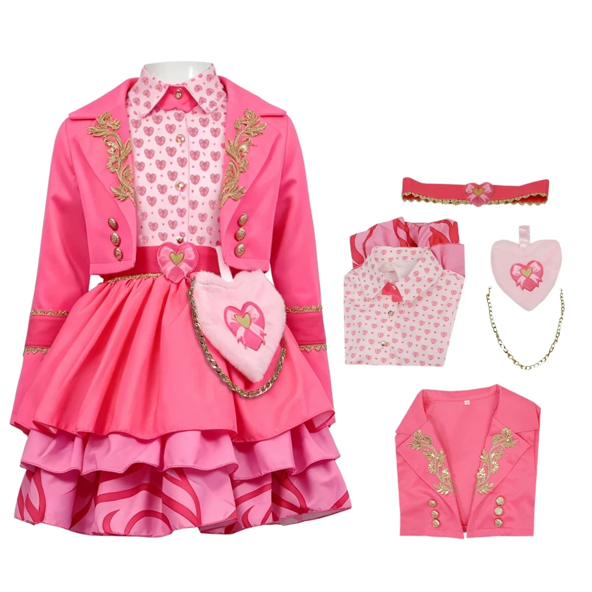 Cute Style Rose Colored Costume Set Halloween Character Cosplay Costume Comic Exhibition Cos Performance Costume Party Carnival