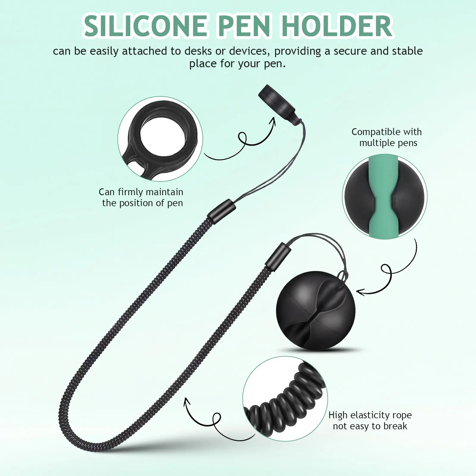 2pcs Tether Lanyard for Touch Pens with Elastic Rope Anti-Lost Stretchy Pen Leash for Tablets and Clipboards for Desk Drawing