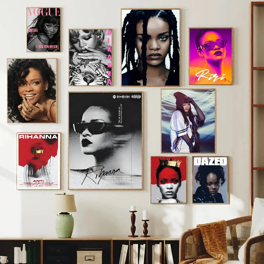 ألبوم الموسيقى المشهور للمغني R-Rihanna ملصق غرفة المعيشة المنزلي ومدخل البار والمطعم والمقهى لوحة تزيين فنية #1