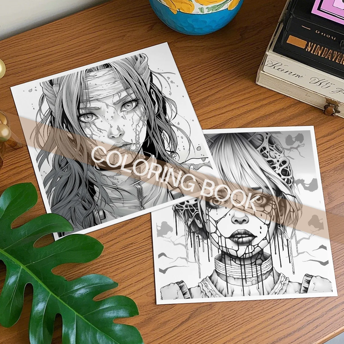 كتاب تلوين الجمال المرعب للبالغين يتميز بأنماط جريئة وسهلة رسم يدوي كتب ترفيهية ذاتية الصنع