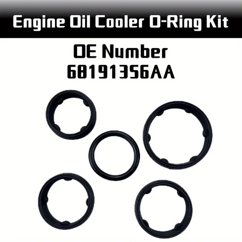 Kit de sello de junta tórica de carcasa de filtro de aceite de motor (5 uds) para Chrysler 200 300 Pacifica Voyager Dodge Charger Grand Caravan 68191356AA