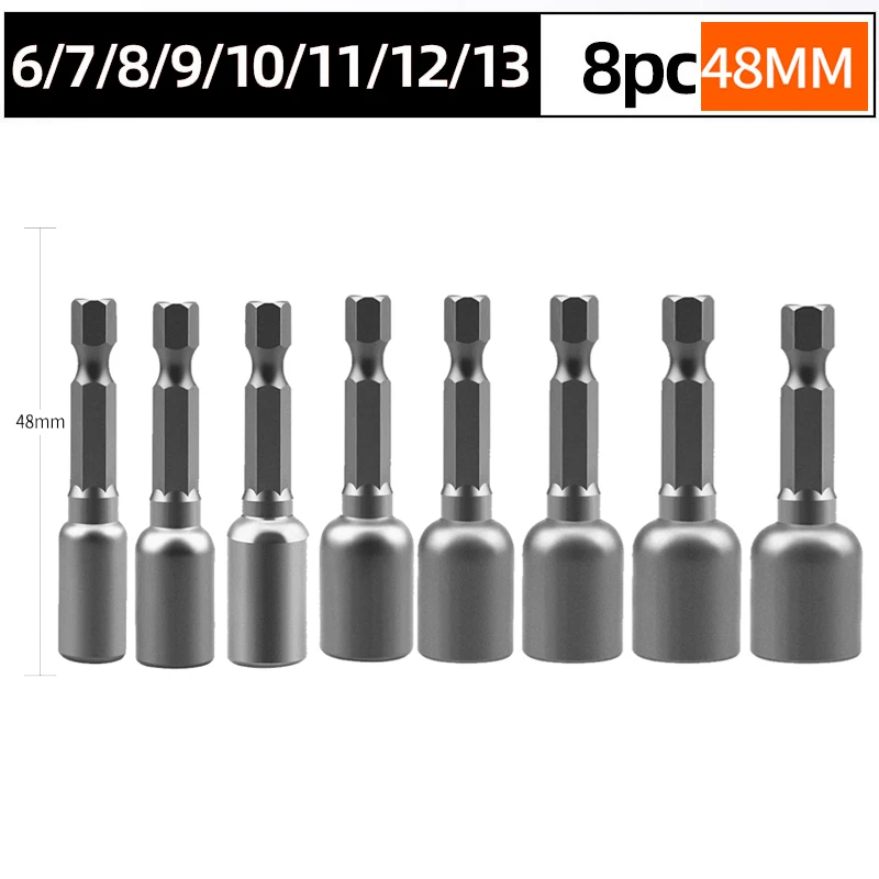 6-19MM1/4” Impact Socket Magnetic Nut Screwdrive Power Drill Bit Set Adapter Bolt Drivers Repairing Tool