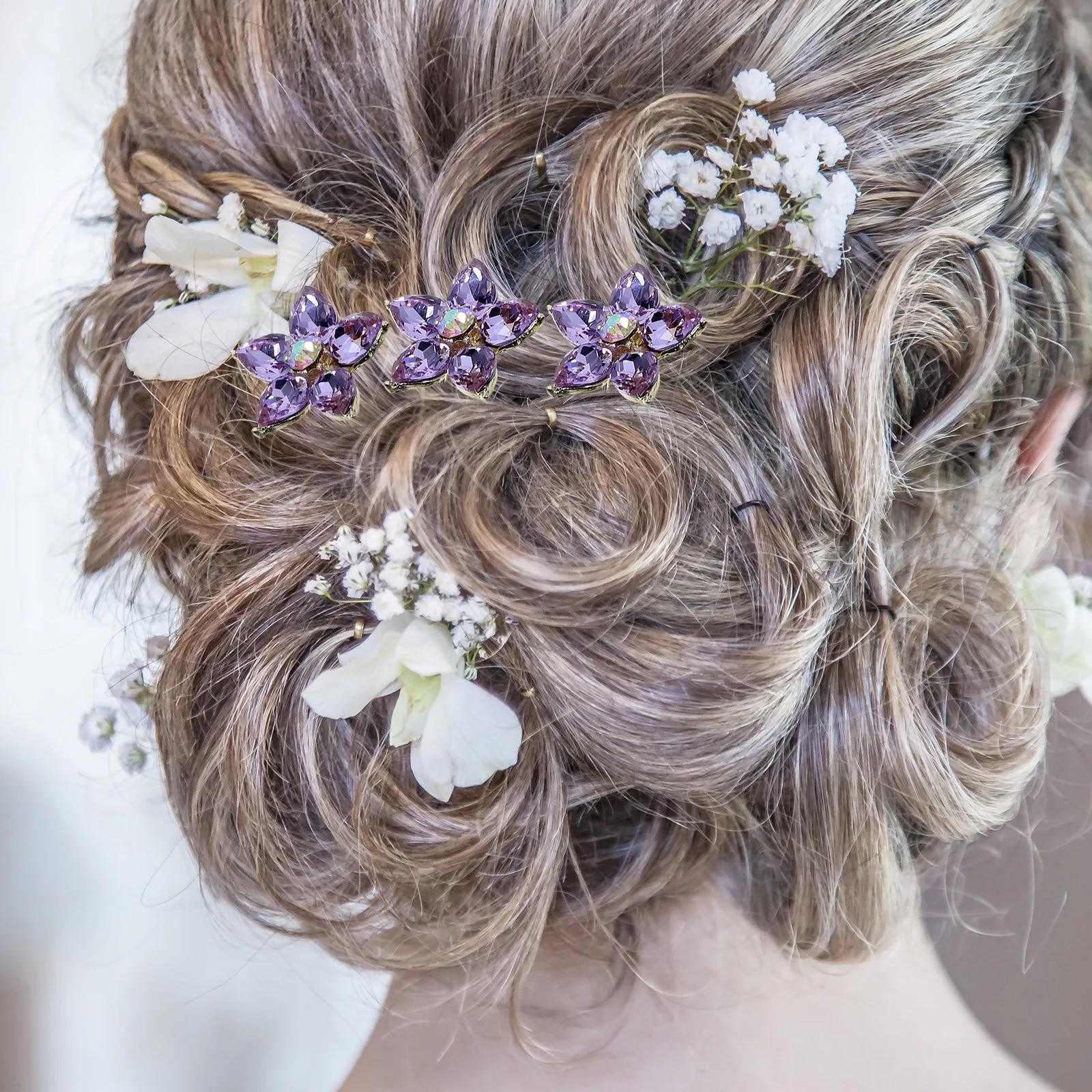

4 Pcs Wedding Hair Accessories Rhinestone Fork Clip Pin Women ing Clips Decorations Purple Headpiece Pins Bride