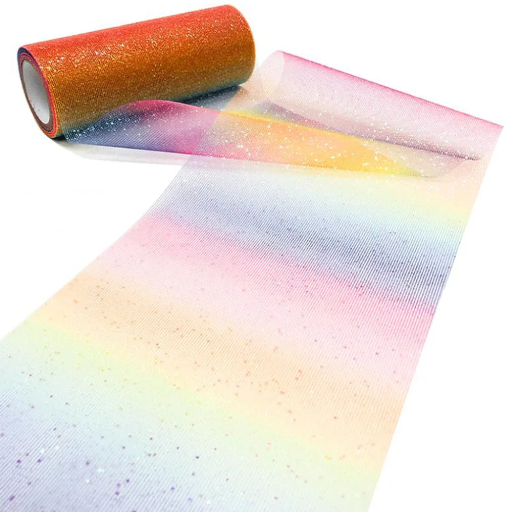 Градиентный Блестящий тюль, юбка для торта на катушке, свадебное украшение-пачка, марлевый лазер, поделки «сделай сам», фестивальные принадлежности для вечеринок, 10 яр