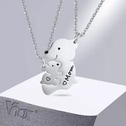 Vnox Bear Necklaces for Women, Stainless Steel Mom Daughter Son Bear Pendants Set, Mother's Day Birthday Gift Jewelry