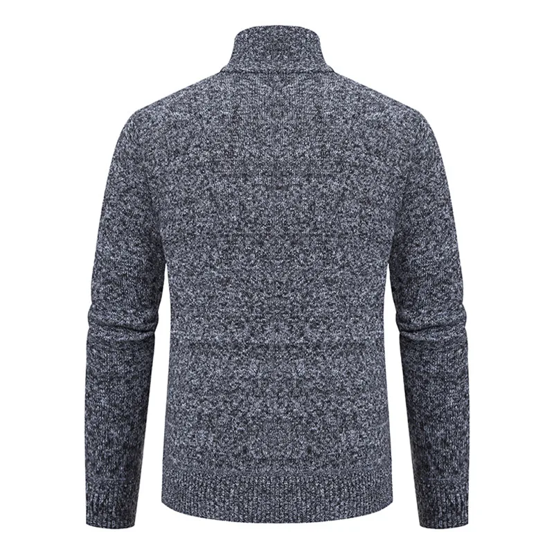 New Winter Thick Warm Cardgian Men Smart Casual Knitted Sweatercoat Jackets Mens Slim Solid Color Stand Collar Knitting Cardigan