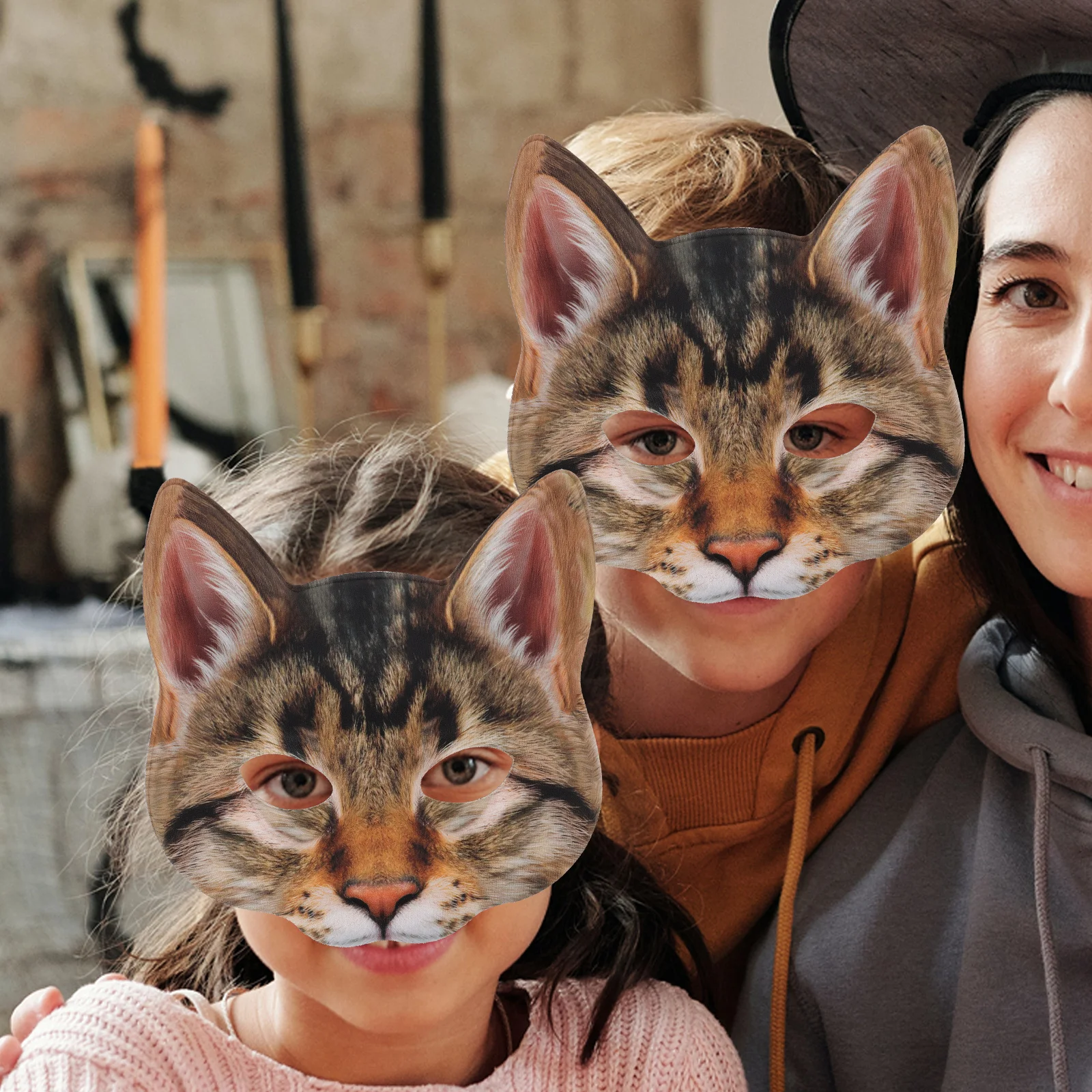 EVA Cat Mask Half Eyes Face Cover Durable Costume for Men Women Halloween Cosplay Masquerade Party Fun Banquet Unisex Accessory