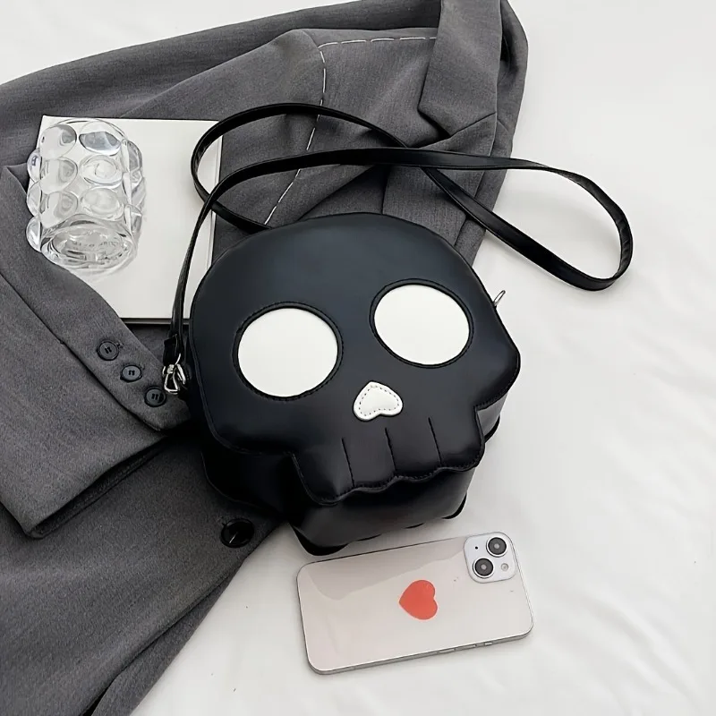 

Мини-сумка через плечо в форме головы черепа, модная женская сумка через плечо на молнии, нишевая дизайнерская сумка, сумки на тему Хэллоуина