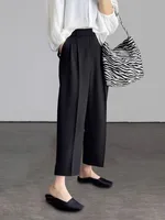 Office Elegant Black Gray Ankle Length Suits Pants for Women High Waist Harem Pants Fashion Trousers with Pockets - Image 3
