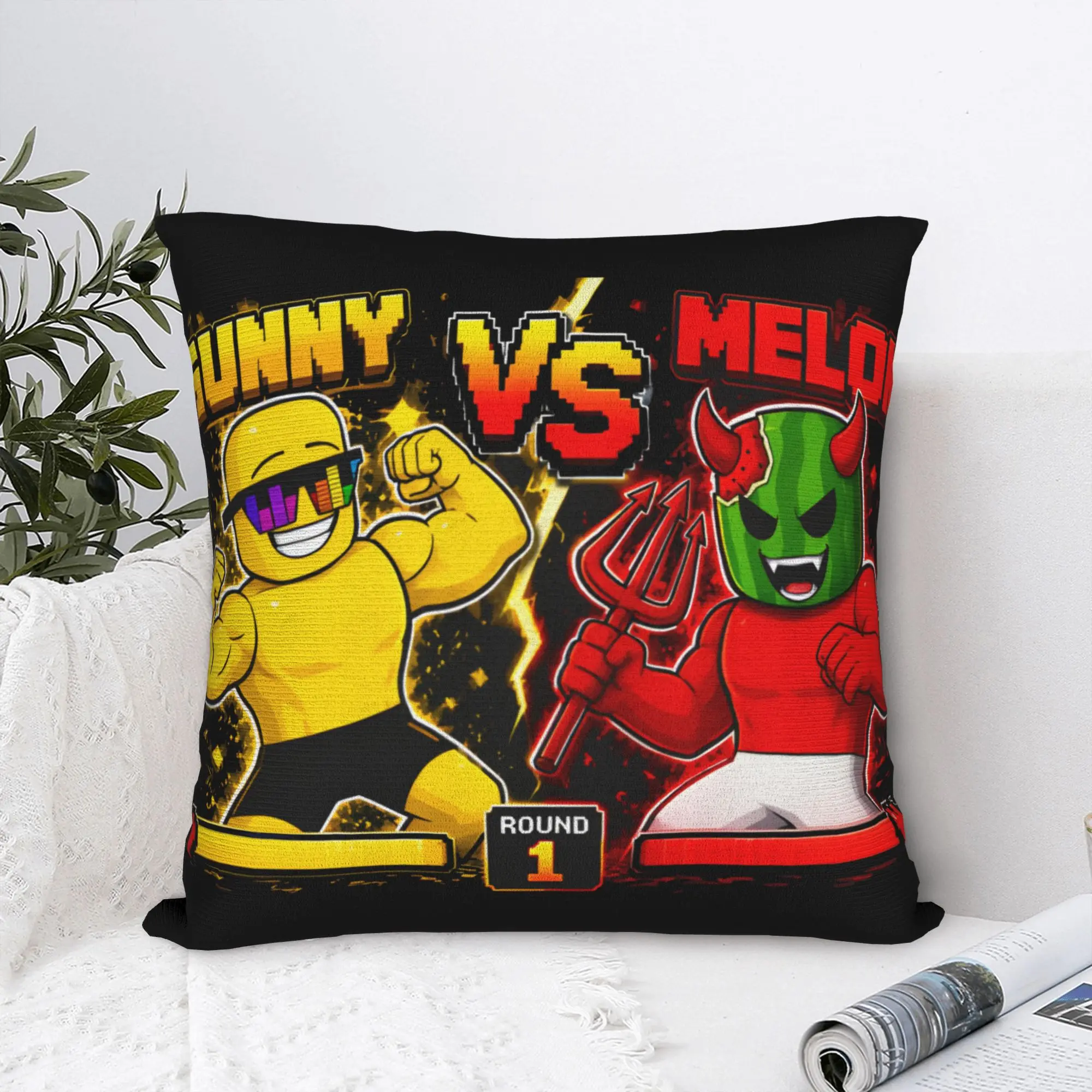 Sunny VS Melon Game Fight Screen Pillowcases  Morden Pillow Case For Sofa Car Home Decor Soft Pillow Cover