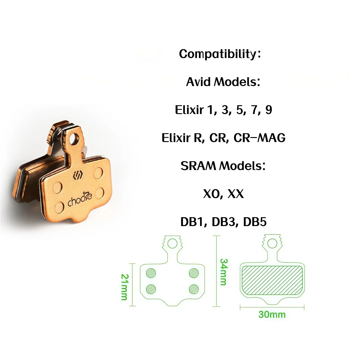 SUNTNUR All Weather Durable Sintered / Ceramic / Resin MTB Brake Pads Compatible With AVID ELIXIR SRAM XO XX DB Series 2 Pairs