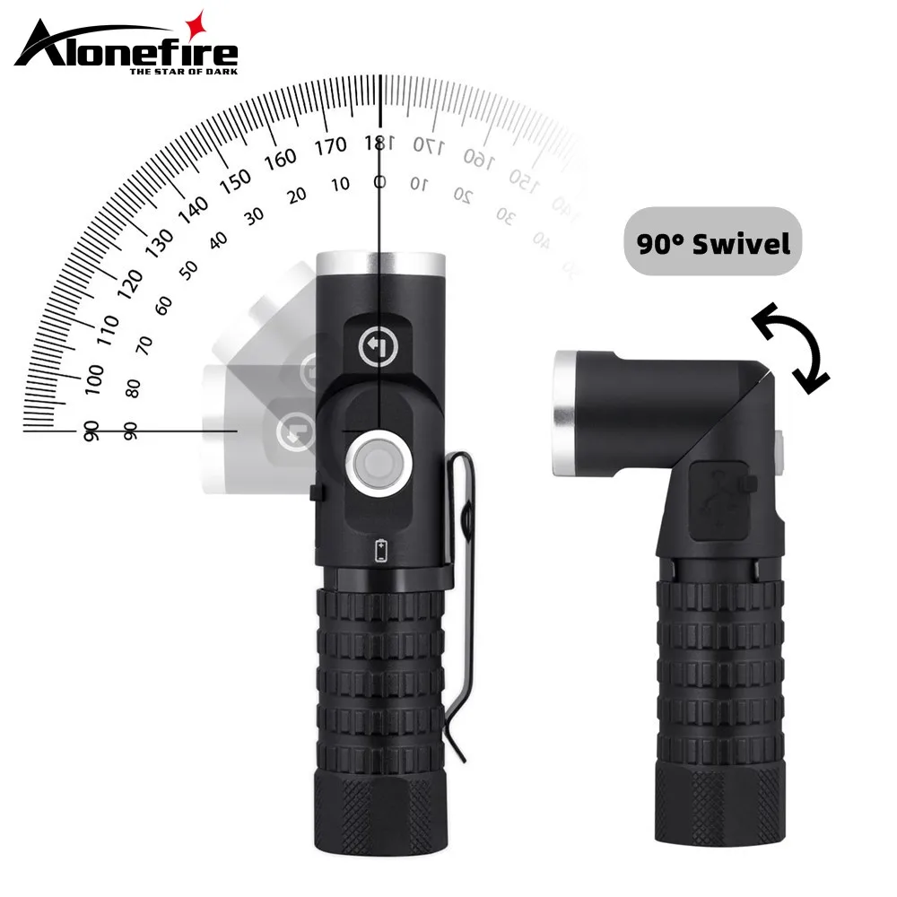 Magnetic Led Flashlight 90° Twist Swivel Head Super Bright Camping Lamp Working Hiking Emergency EDC Pocket Tactical Flash Light