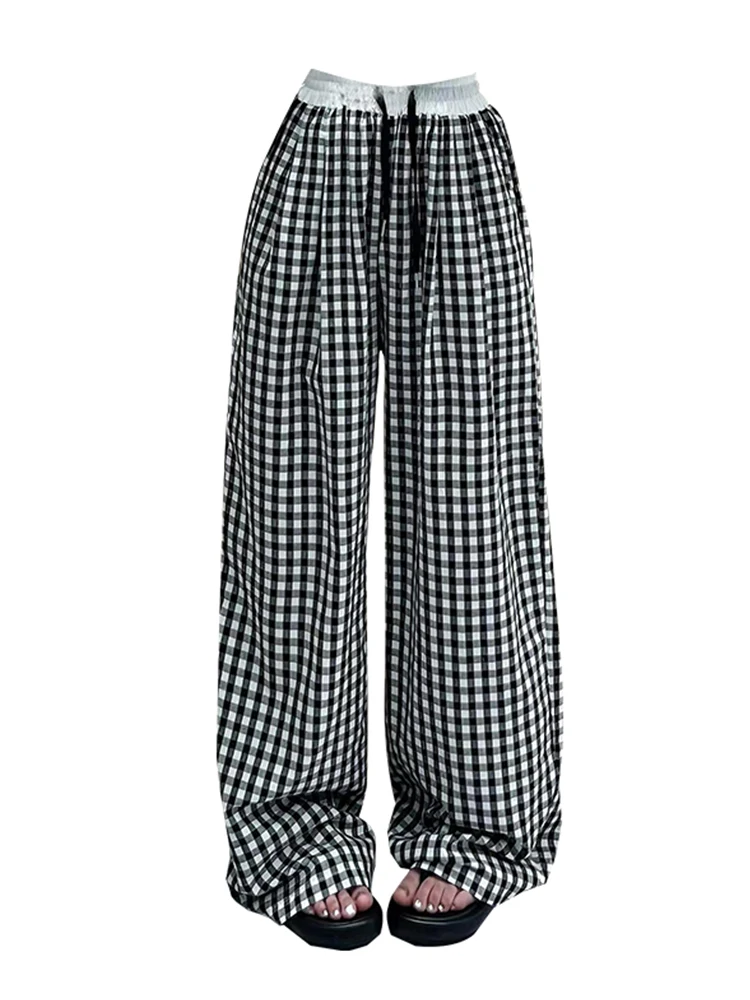 

Women Y2k Japanese Streetwear 2000s Harajuku Plaid Sweat Pants Joggers Baggy Pantalones Drawstring Sporty Trousers Loose Casual