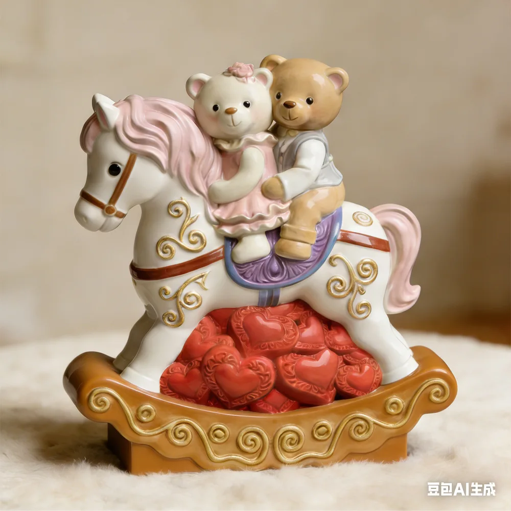 

Cartoon Bear Lovers Ride Rocking Horse Candle Mold DIY Handmade Ornament Plaster Epoxy Resin Mold Soap Candle Silicone Mould