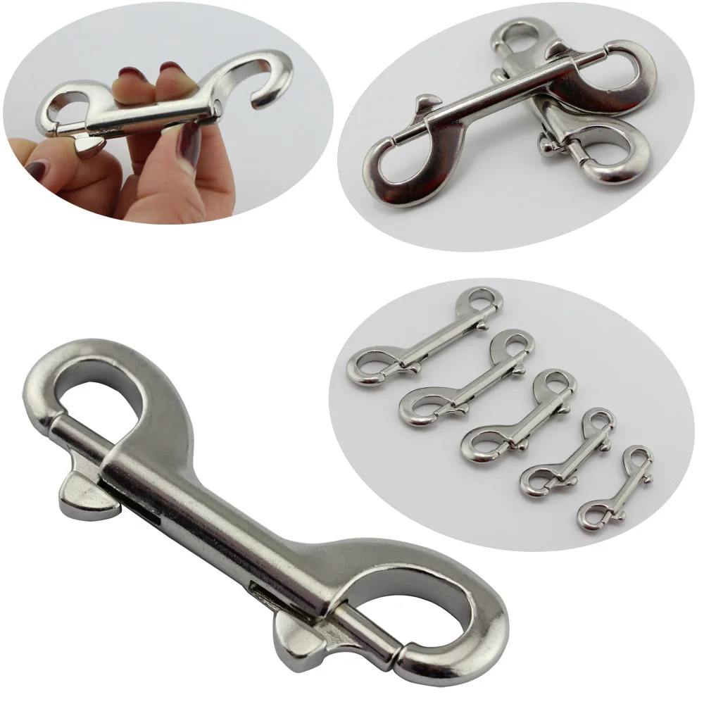 316 Stainless Double Ended Snaps Hooks Scuba Diving 65mm 76mm Hook Double Ended Bolt Snap Buckle Metal Clip Steel