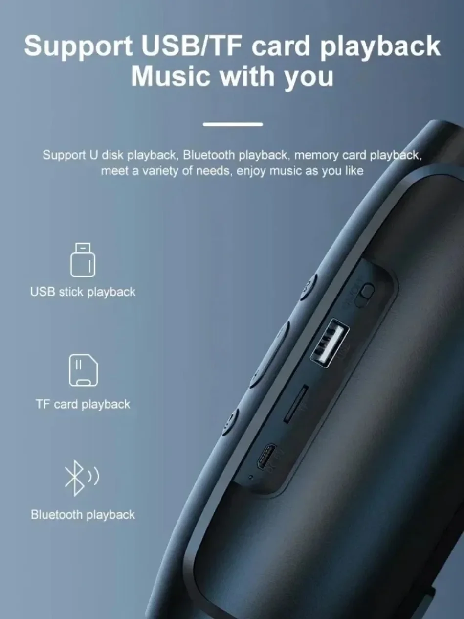 Lenovo Tragbarer Bluetooth TFUSB-Lautsprecher, kabelloser FM-Doppellautsprecher, Stereo-Subwoofer, Sprachübertragung, Heim-HiFi-Audio-Lautsprecher – Detail 11