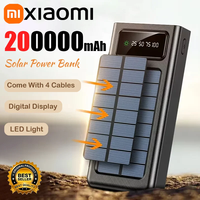Xiaomi Solar Power Bank 200000mAh Large Capacity Mobile Power Fast Charging Battery With Dual USB 4-Cables For iPhone Samsung