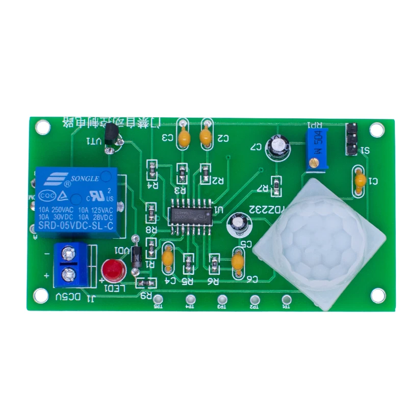 Infrared Pyroelectric Human Body Sensing Switch Kit, DIY Access Control Automatic Control Circuit PCB Board with All Parts
