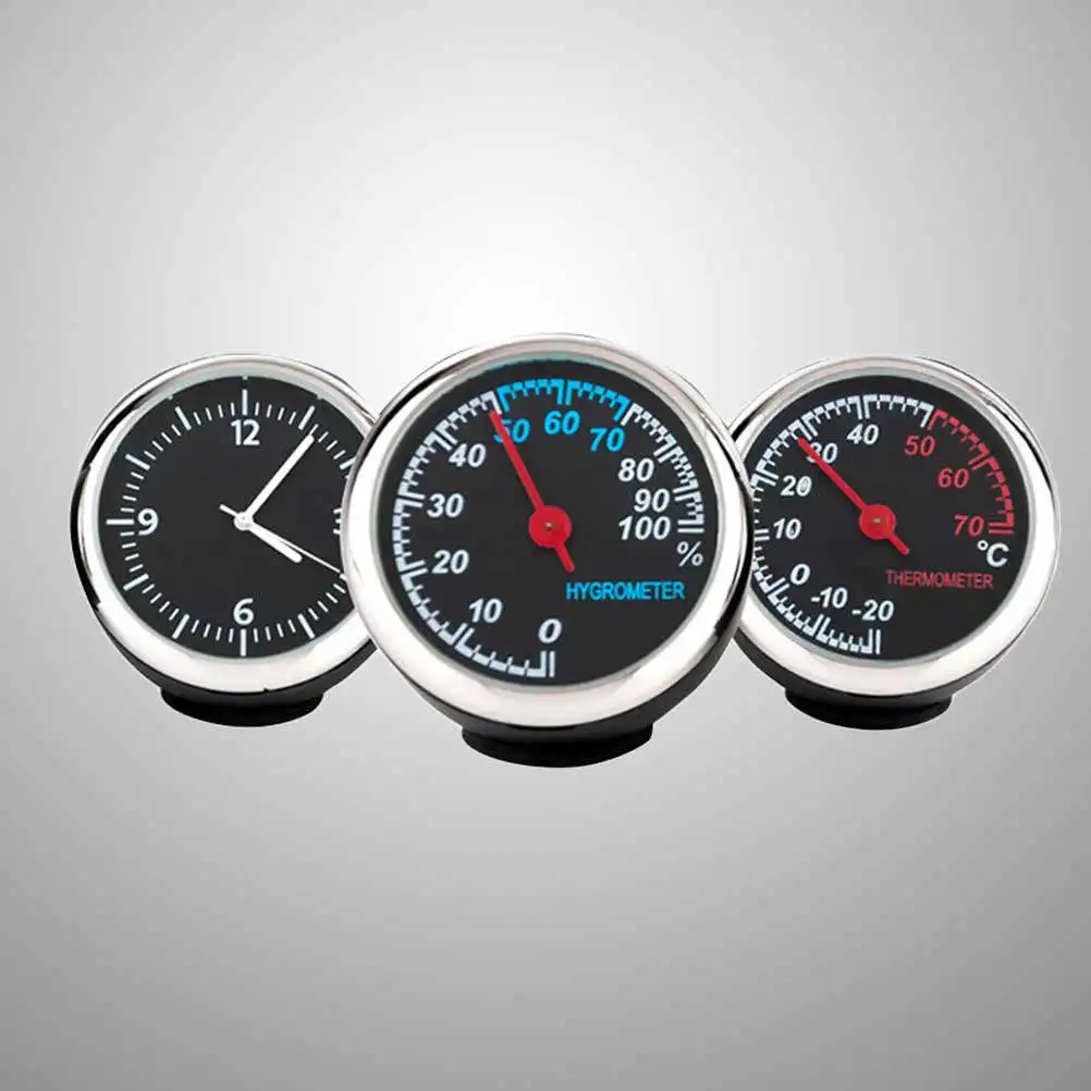 Car Electronic Clock Mechanical Hygrometer Thermometer Luminous Dashboard Metal Core Pointer Waterproof Dustproof Car Supplies