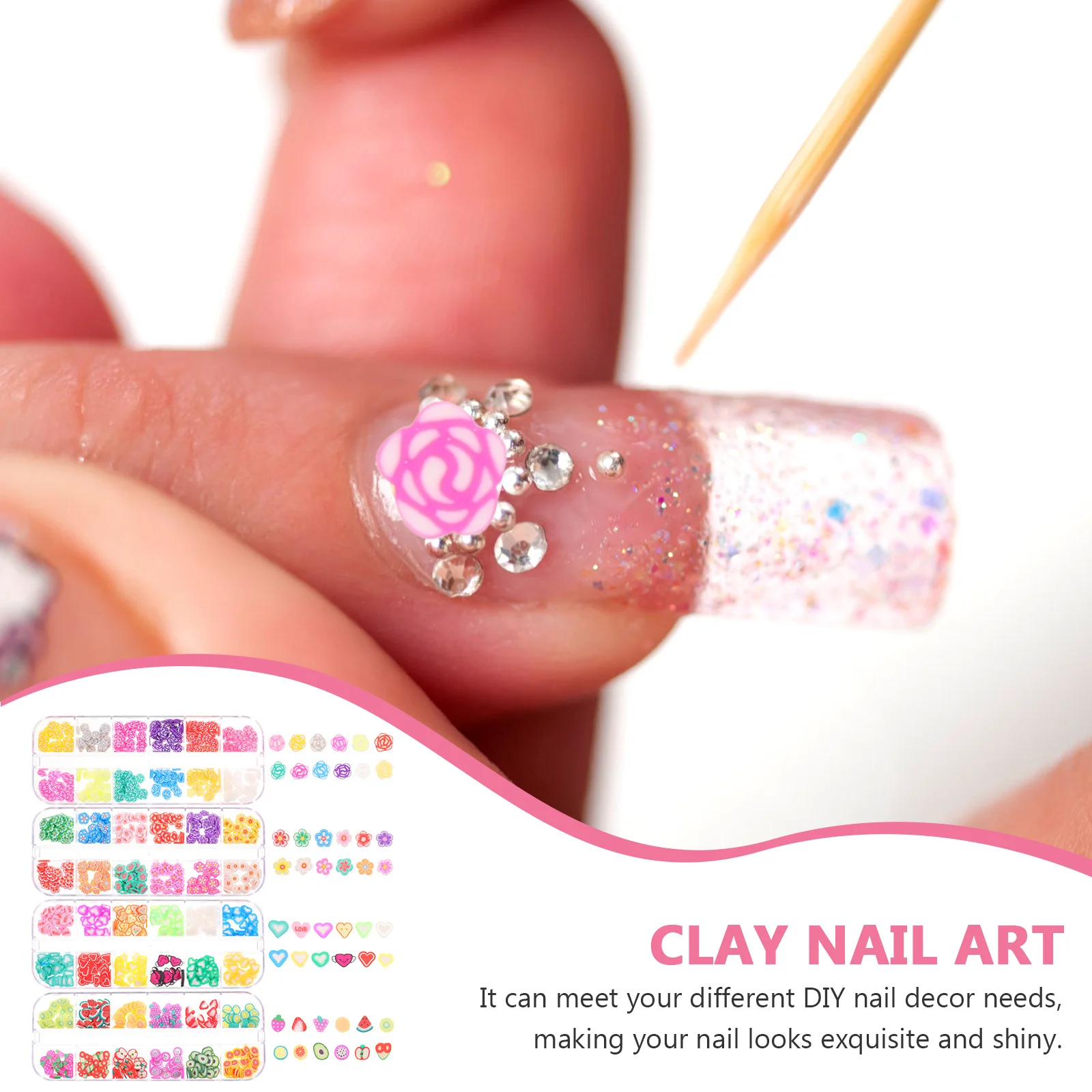 

4 Boxes Polymer Clay Patches DIY Colorful Nail Art Slices for Manicure Nail Decor Craft Making Manicure Clay Slices