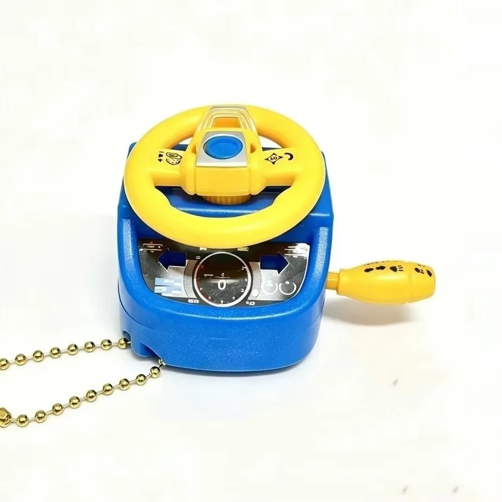 Simulated Steering Wheel Mini Fidget Keychain Rotatable Cartoon Stress Relief Keychain Funny Illuminated Anti-Stress