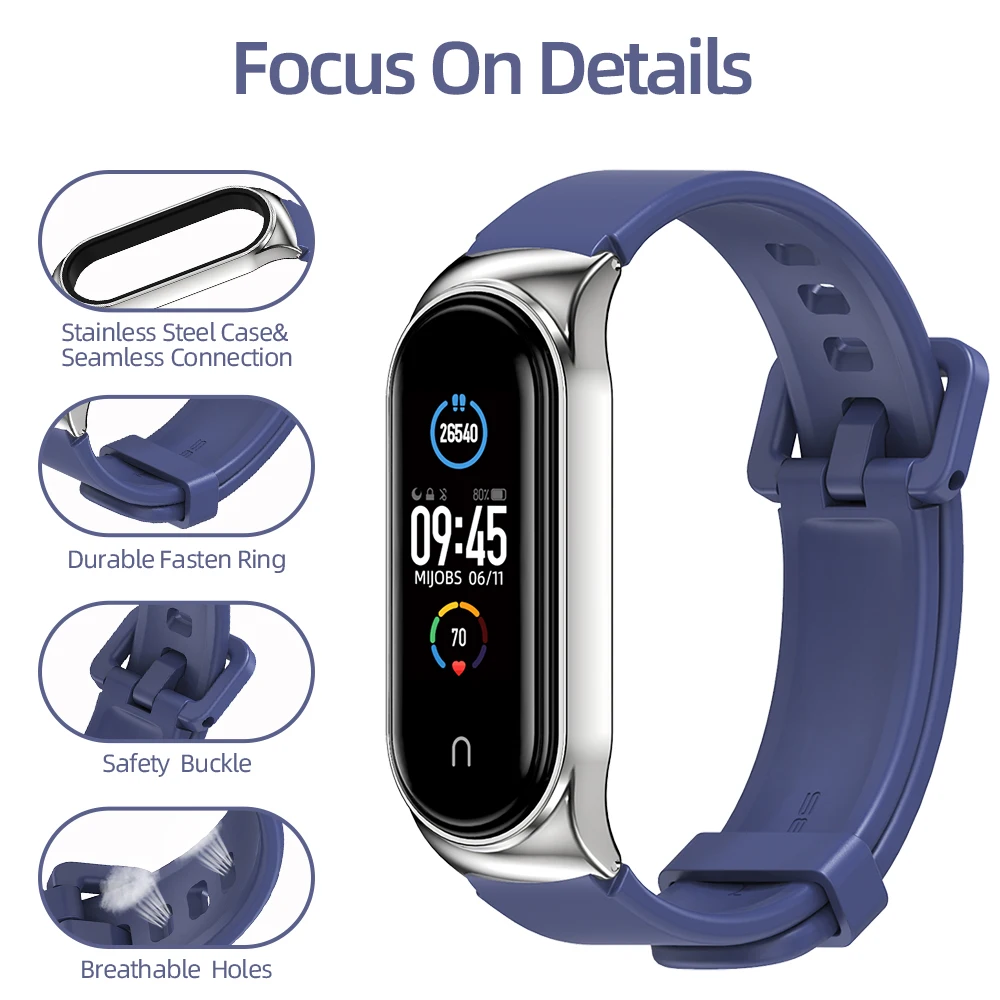 ل Mi الفرقة 10 9 8 7 6 5 4 3 حزام سيليكون معصمه ل Mi الفرقة 8 حزام من الجلد ل Mi الفرقة 7 سوار MiBand الأساور المعدنية