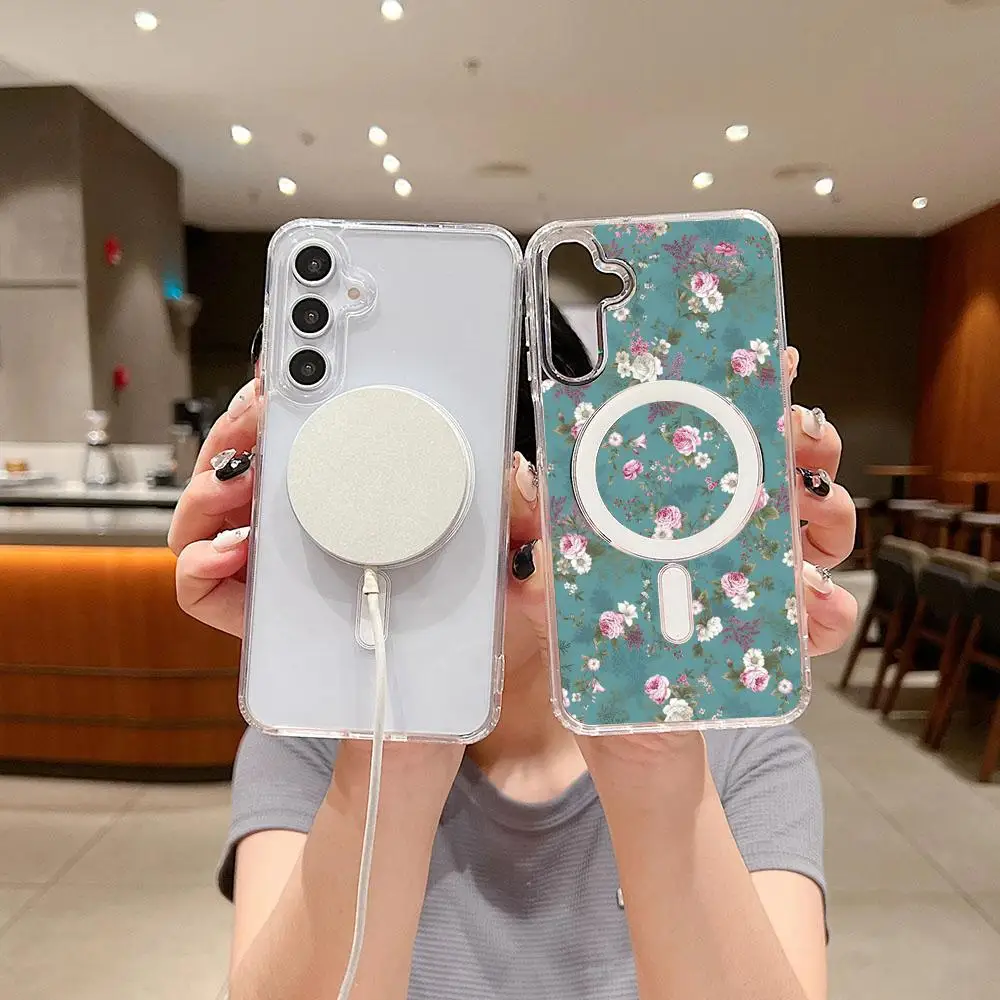 Flower Ted Design-Bakers Phone Case Luxury Magnetic For Magsafe Samsung S24 S23 S22 S21 Note10 Ultra Plus Transparent Shockpro