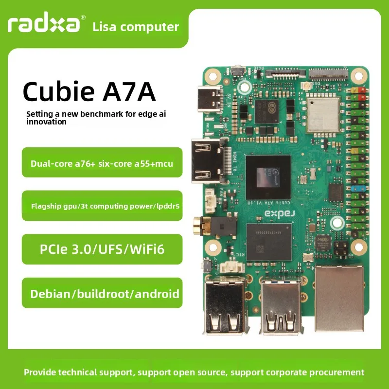 Risah Radxa Cubie A7A Allwinner Octa-Core SOC Development Board with 3TOPS AI Acceleration RISC-V Edge Computing PCIe 3.0