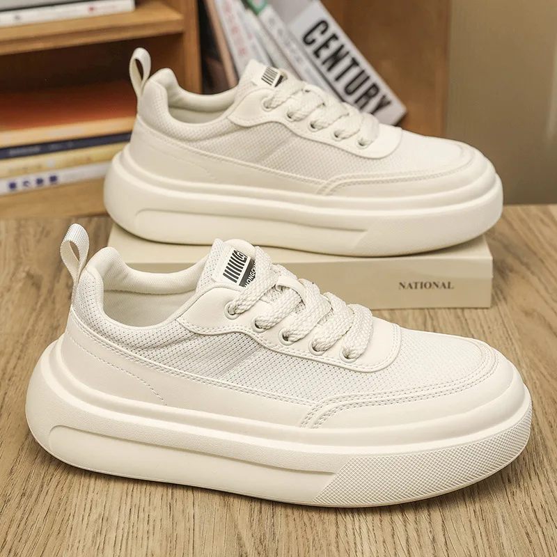 Men's shoes for spring and autumn, versatile sneakers with thick soles for height increase, sports and casual shoes, breathable and height-increasing for summer