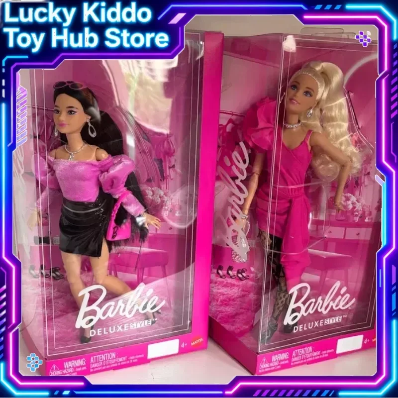 Muñeca coleccionable de moda de lujo Barbie, color negro y rosa, encaje brillante, molde facial de superestrella, articulaciones articuladas, regalo para coleccionistas adultos