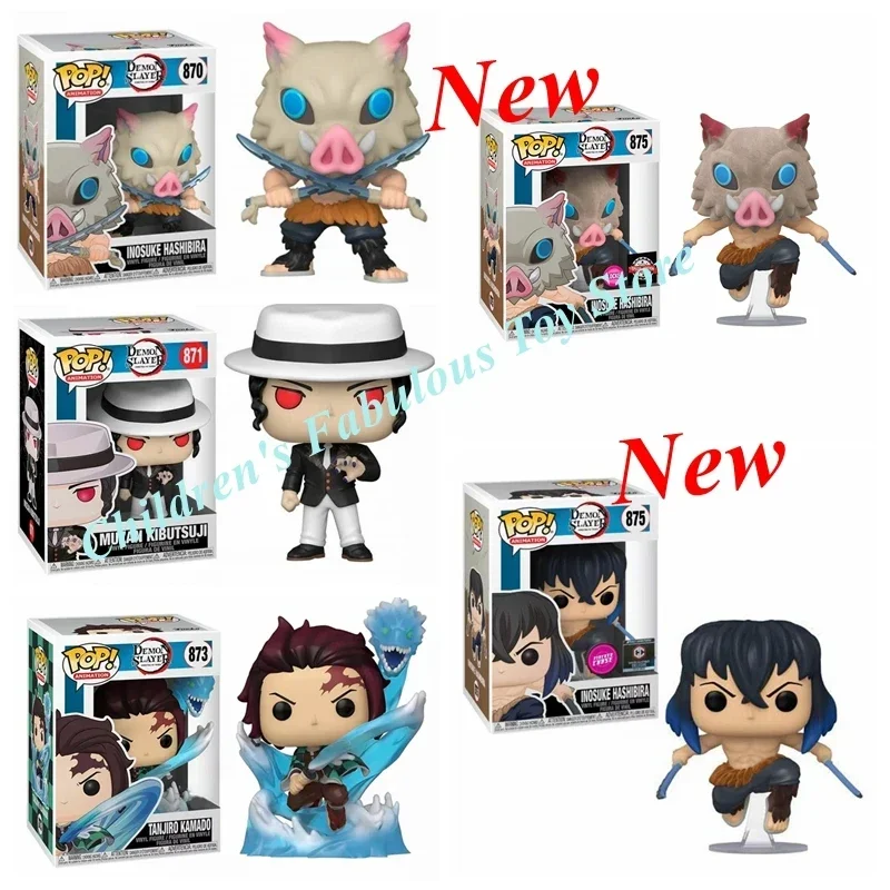 NEW FUNKO POP demon slayer toys #875 Inosuke #870 Muzan#871 Kamado#873 Limited Action Figures Collection Model Toy for Kids Gift