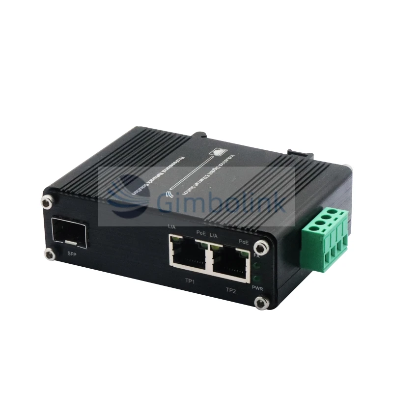 Vendita al dettaglio Mini 2 porte 10/100/1000M PoE + 1 porta 100/1000M SFP industriale Gigabit 60W fibra PoE convertitore multimediale apparecchiature ottiche