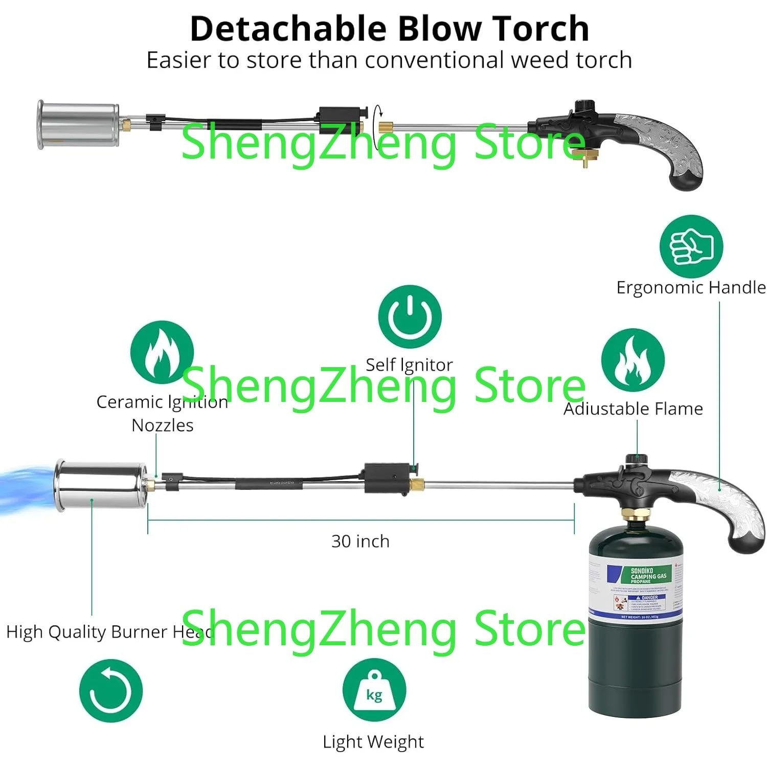 High Output Weed Torch Flamethrower, 30