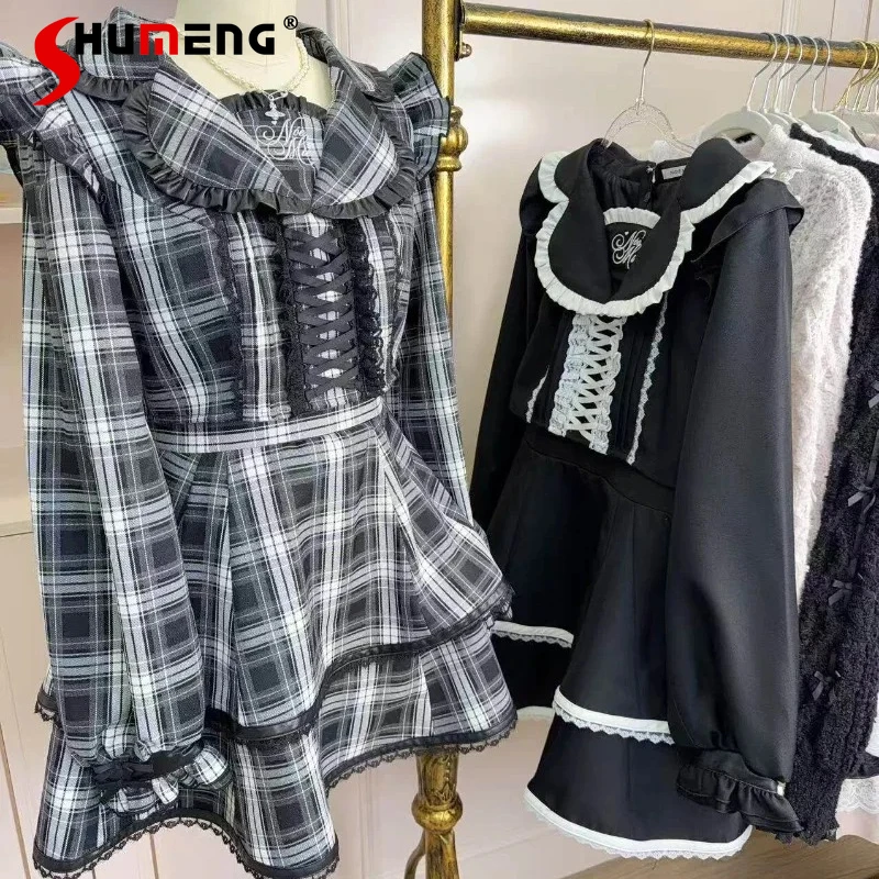 

Chic And Elegant Design Dress Lolita Cute Sweet Cinched Waist Princess-style Tie Large Bow Round Neck Dress Y2k Clothes Ladies