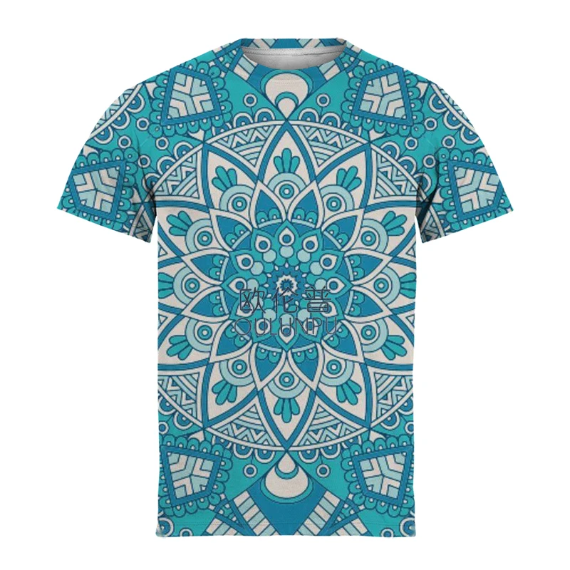 Geometric 3d T-Shirts Casual Fashion Style Tees Print Flowers Anti-wrinkle Breathable Clothing