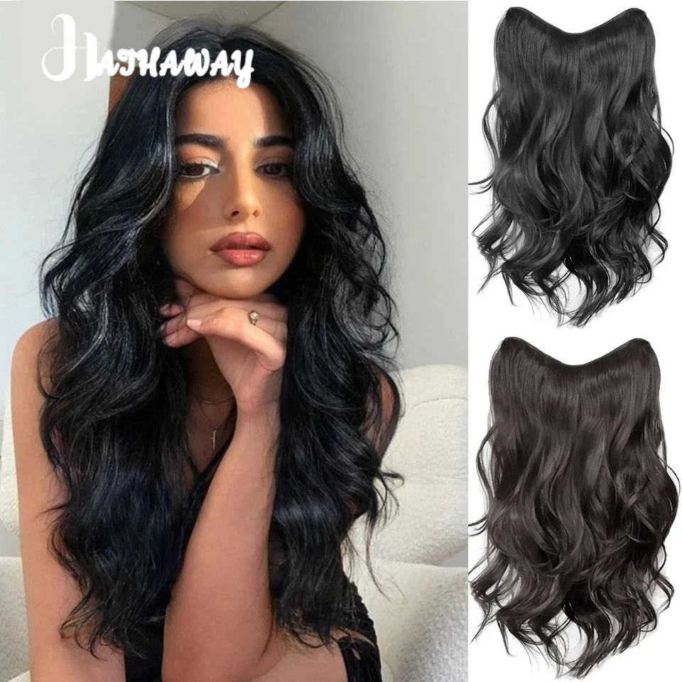 

20 Inch Wavy Hair For Ladies Long Hair One-piece Hair Patch Curly Hair Synthetic Naturally Fluffy To Increase Hair Wig Piece