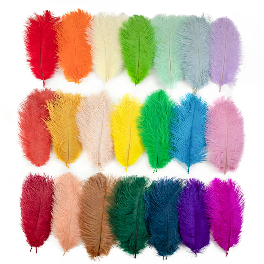 10PCS Ostrich Feather Colorful Feathers Crafts Carnival Party Decoration Accessories 15-55CM Long Natural Ostrich Feather Bulk