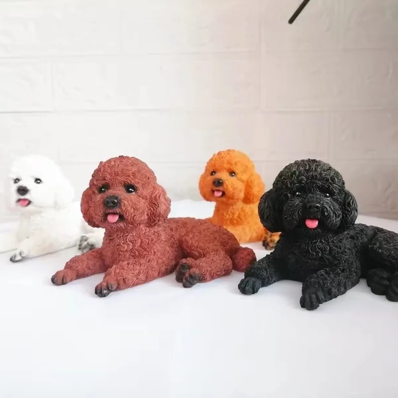 Soft Silicone Teddy Dog Ornament Simulation Pet Car Decoration Ornament For Car Interior Car Accessories Home Decoration Gift