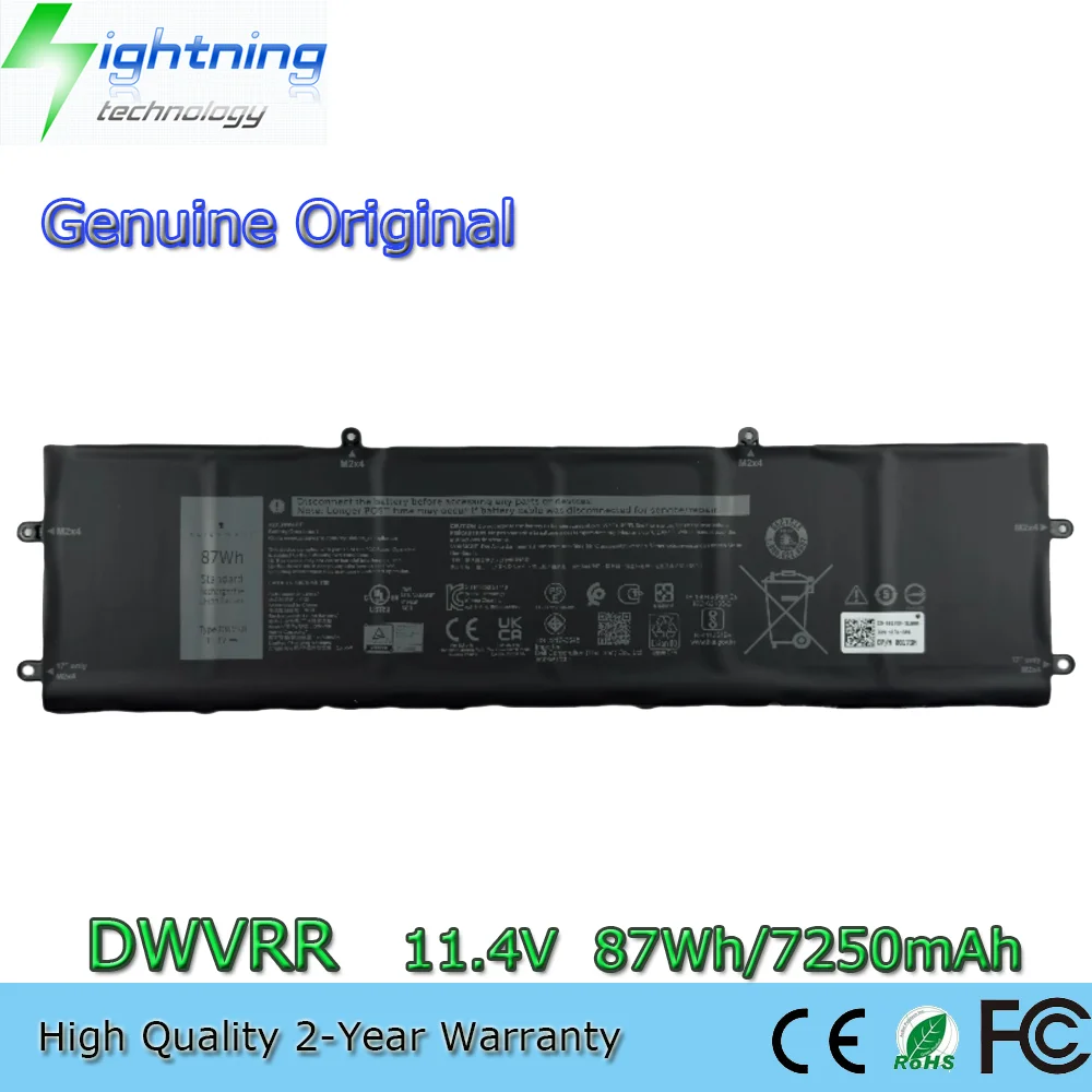 New Original DWVRR 87Wh 11.4V Notebook Battery for Dell Alienware X15 R1 R2 X17 R1 R2 Series 0817GN 0NR6MH