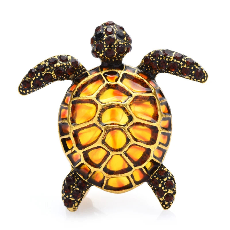 Wuli&baby Enamel Turtle Brooches For Women Men Lovely 3-color Animal Party Casual Brooch Pin Gifts