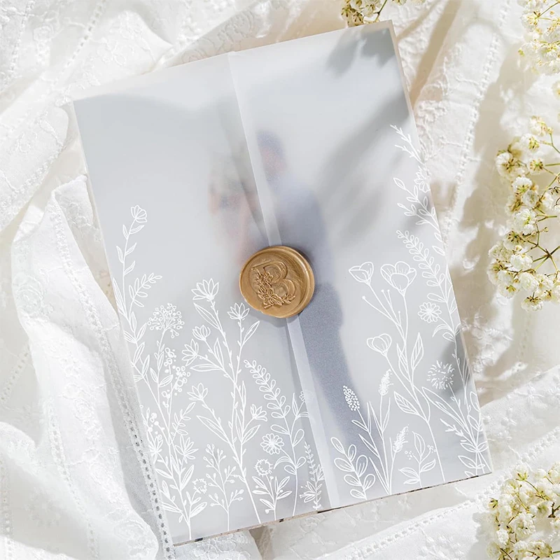 50pcs 18x13cm Translucent Envelopes for Wedding 120g Sulfuric Acid Paper Invitation Business Stationery Supplies Storage Bag