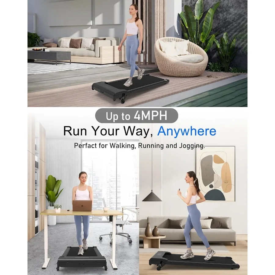 جهاز سير صغير محمول للاستخدام في المنزل والمكتب تحت آلة المشي المكتبية مع محرك فائق الهدوء بدون فرش وجهاز تحكم عن بعد