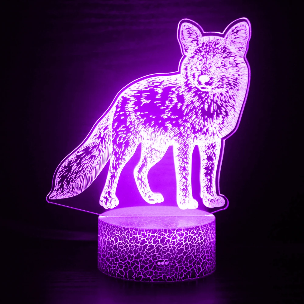 Animal Wolf Night Light for Kids 3D Illusion Night Lamp Color Changing Room Decor Xmas Birthday Gifts for Children Boys Girls