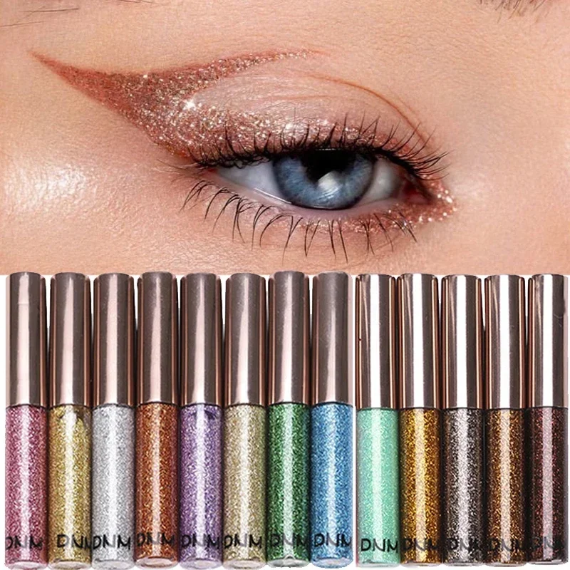 เพชร Liquid Eyeliner อายแชโดว์14สีกันน้ำ Glitter Quick แห้ง Shimmer Eye Liner เครื่องสำอางค์ตา Peralatan Rias