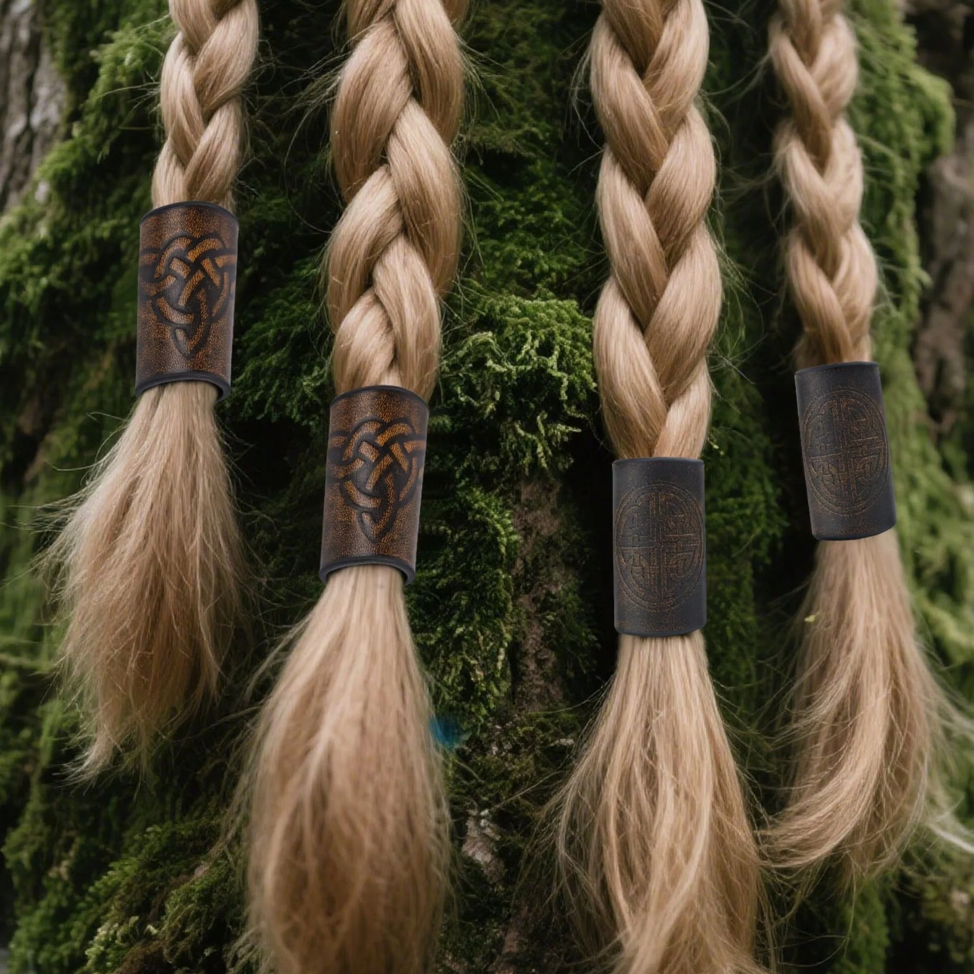 

Celtic Beastie PU Leather Viking Hair/Beard Bead Medieval Cosplay Props