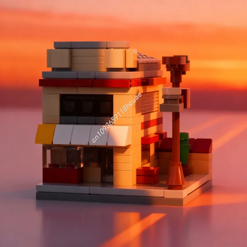 

197 деталей MOC: Модель миниатюрного магазина тофу Фудживара, конструктор, рождественский подарок, развивающая игрушка для детей